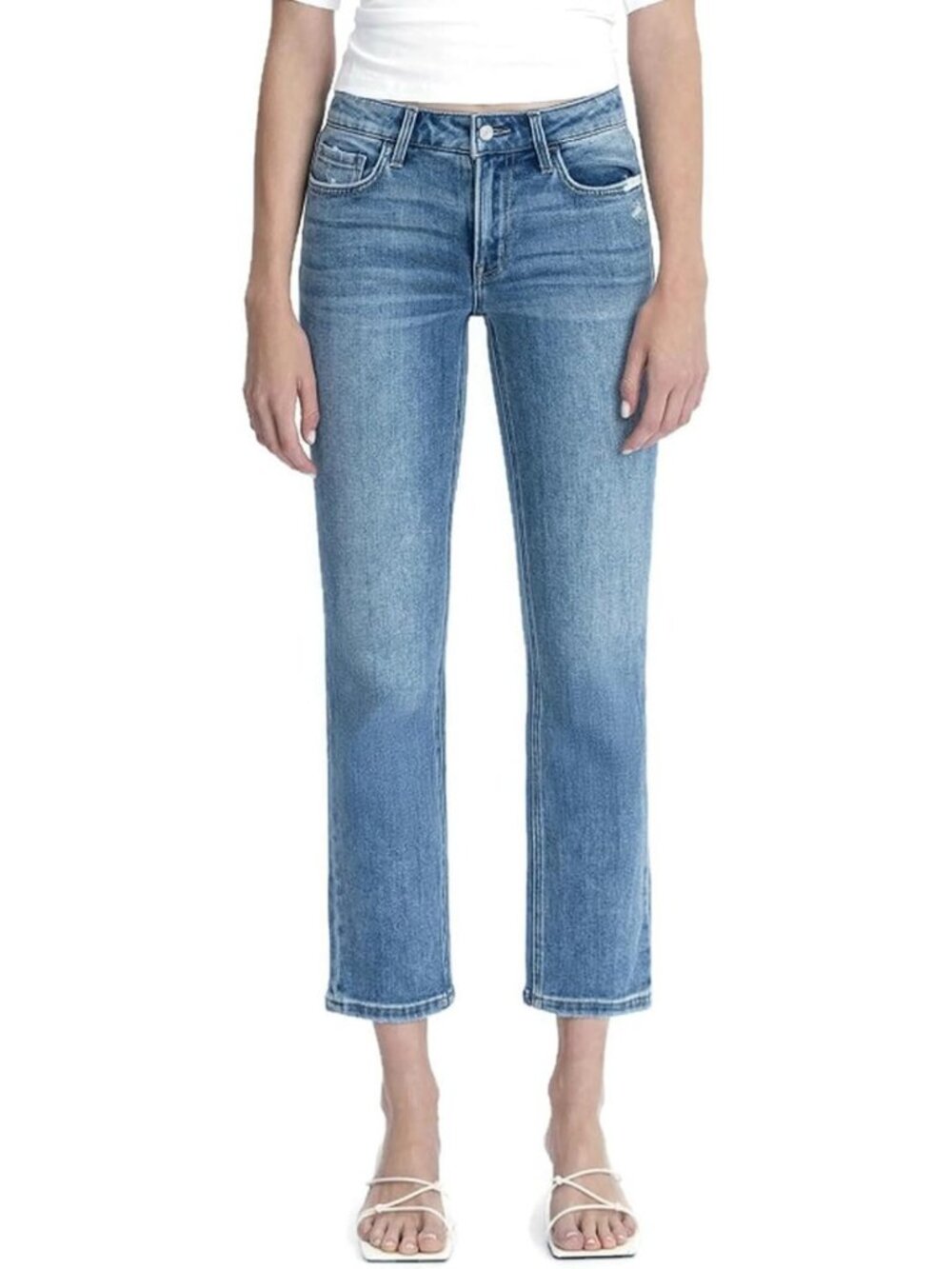 Comfortable Mid Rise Ankle Slim Straight Jeans for Women - Stylish & Versatile